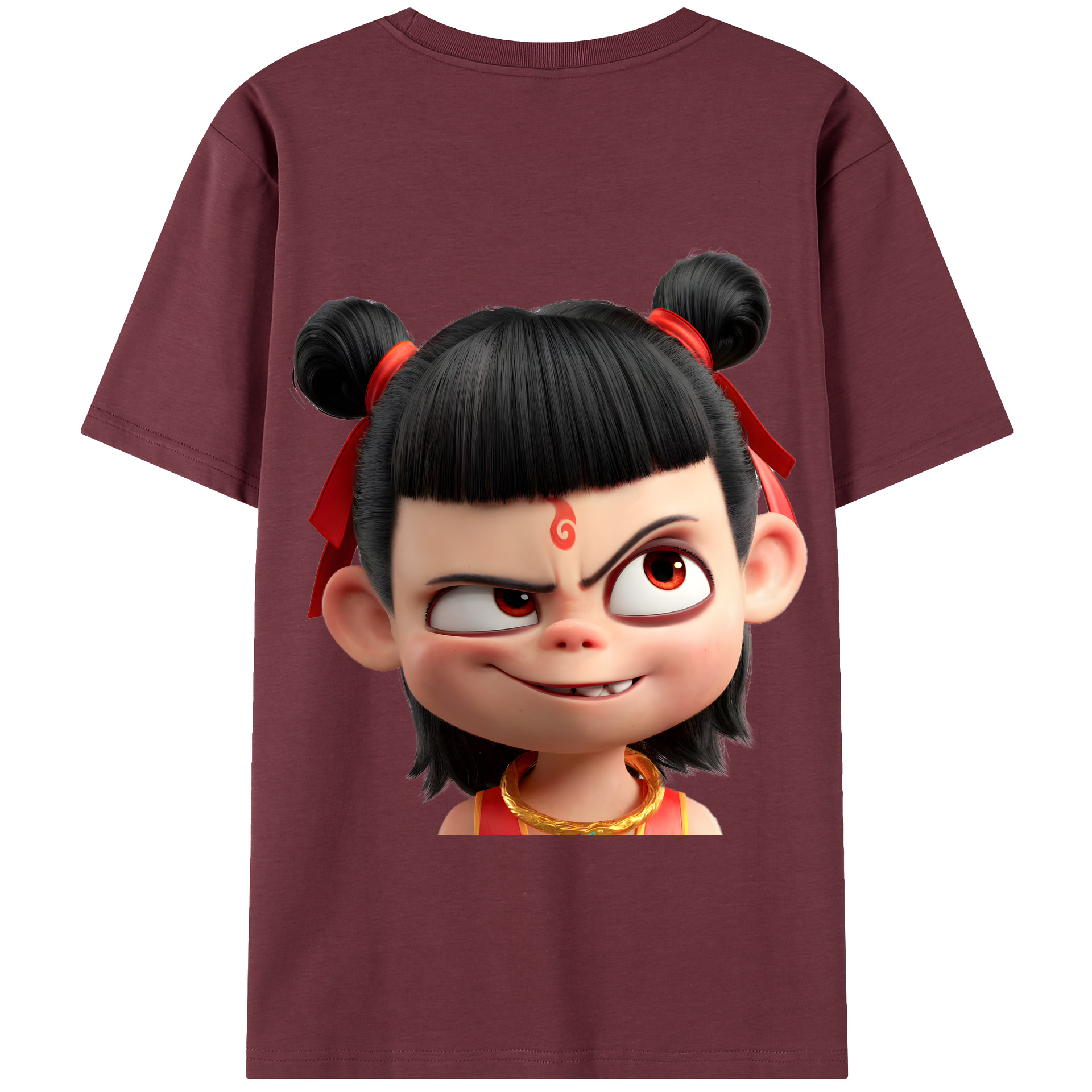 （画像用） Ne Zha 2 ナタ 魔童の大暴れ 綿100％半袖Tシャツ（背面プリント）